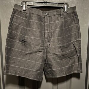 Helmut lang mercerized linen shorts.  Looser fit on thigh. Size 32 but run small